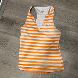 Like NEW S Nike dry fit Women's Orange Striped Tank Top